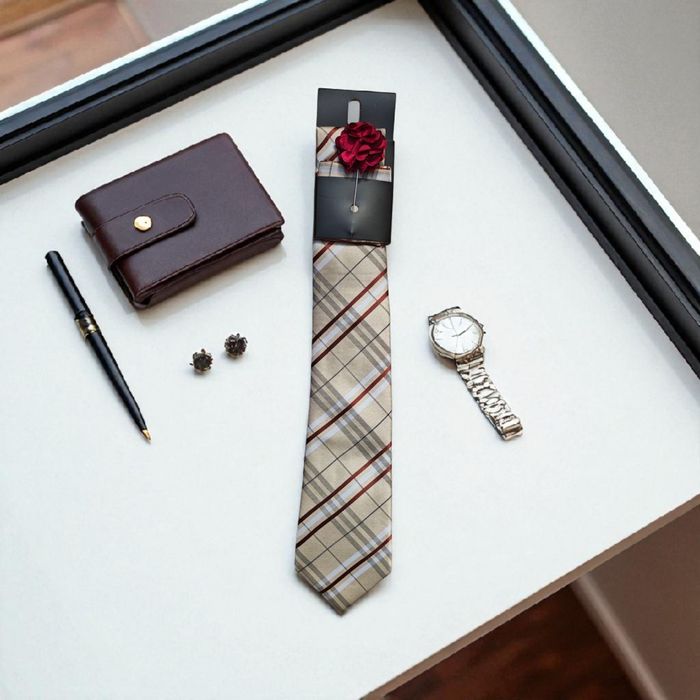 Nowy elegancki zestaw galanteryjny męski krawat poszetka spinka