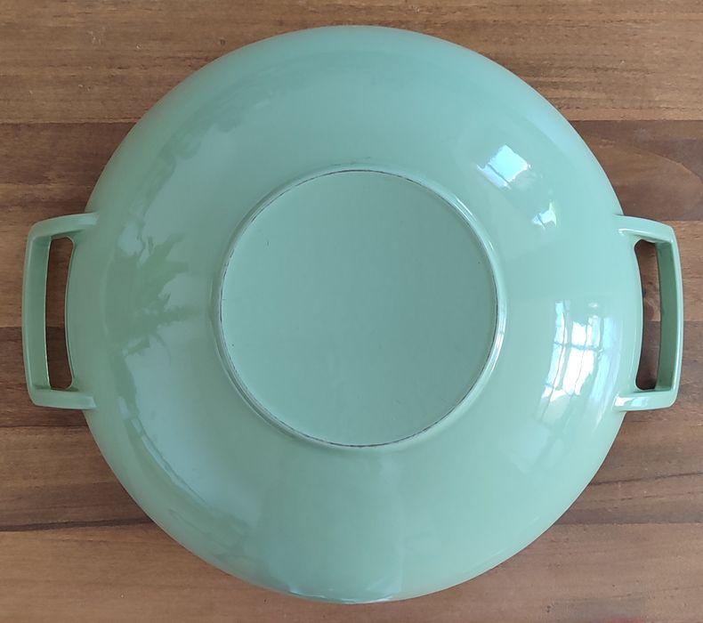 Wok Grande em Ferro Fundido Esmaltado com Tampa de Vidro