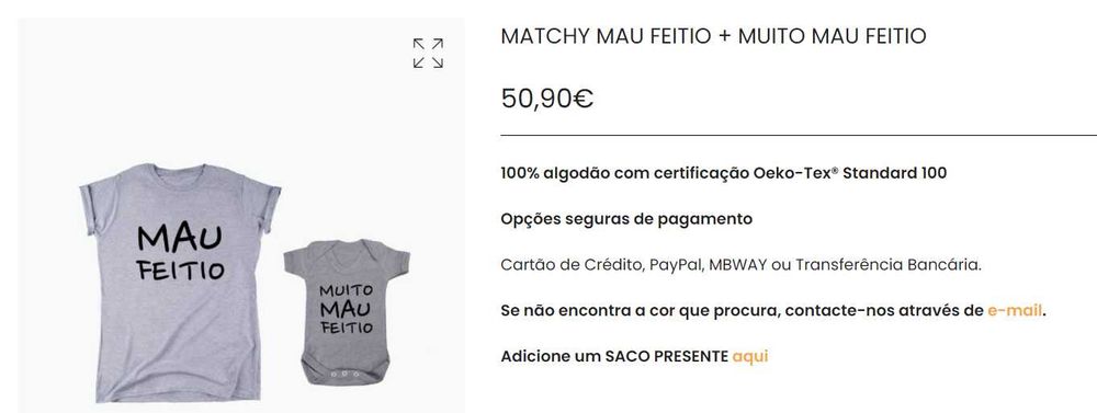Conjunto T-shirt mulher + body bebé NOVO Chilli Baby
