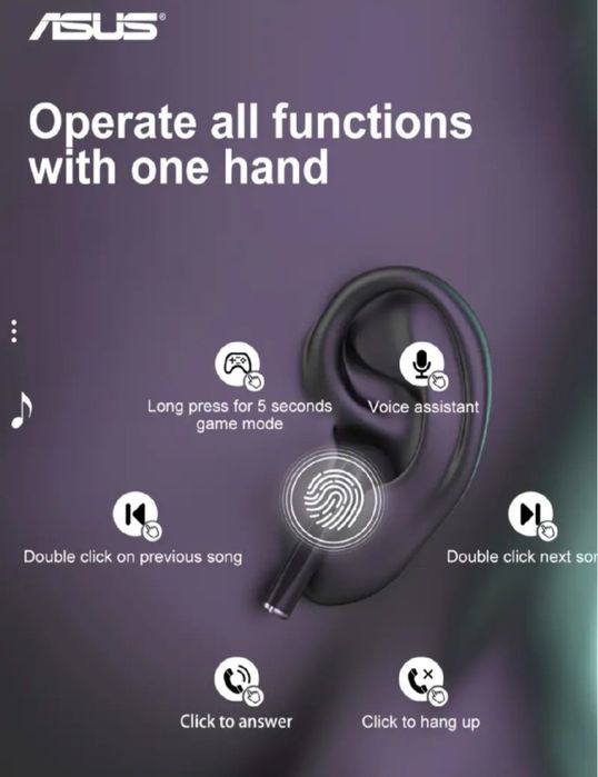 Asus Adol Słuchawki bezprzewodowe douszne bluetooth Czarne