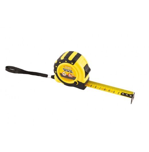 Рулетка MASTERTOOL 5 м 25 мм з магнітами 2 фіксатори кнопка STOP