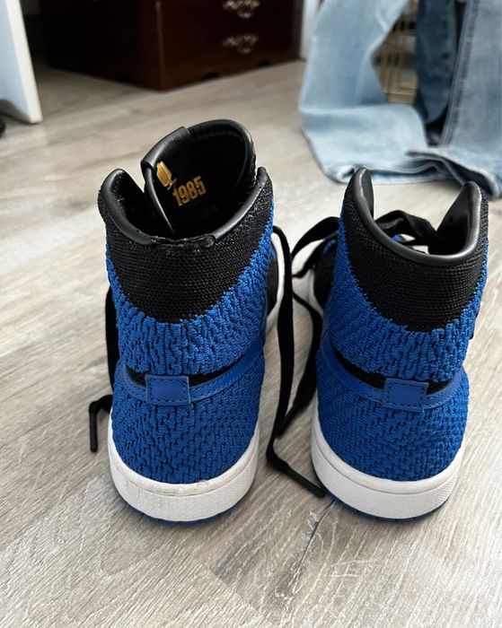 Лімітовані Кросівки вінтажні  Air Jordan 1 Retro High Og Flyknit Black/Blue