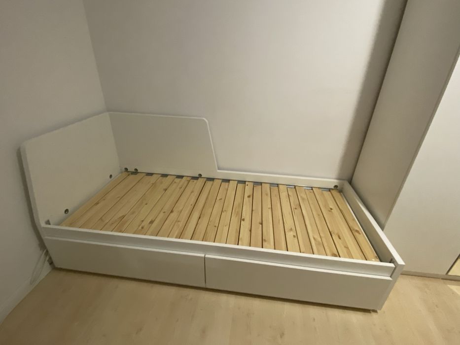 IKEA łóżko Flekke 80–160x200 + 2 materace + szuflady | stan bdb
