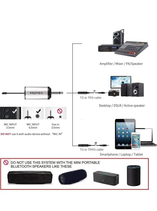HOTEC UHF bezprzewodowy zestaw słuchawkowy mikrofon.