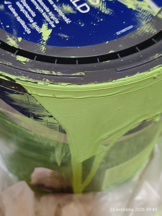 Zielona farba Dulux po remoncie pół wiaderka