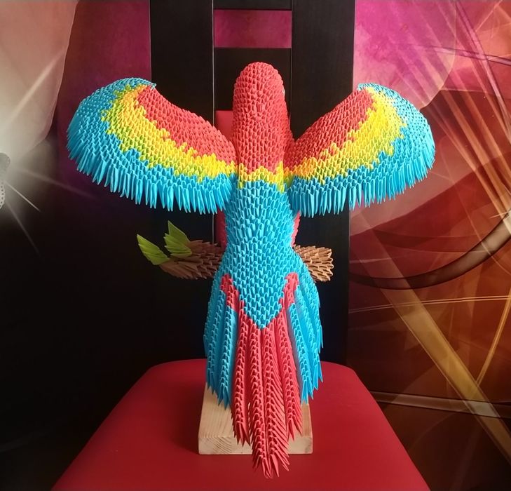 Papuga origami modułowe 3d