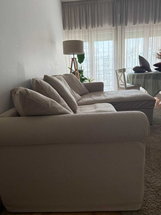 Sofá IKEA GRÖNLID 3 Lugares c/ Chaise Longue Bege - (Muito Bom Estado)