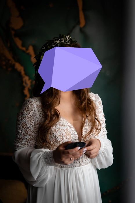 Suknia ślubna boho koronka muślin