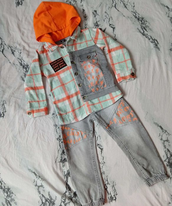 Костюм на хлопчика 5 років, сорочка в клітинку, джинси, костюм в садок
