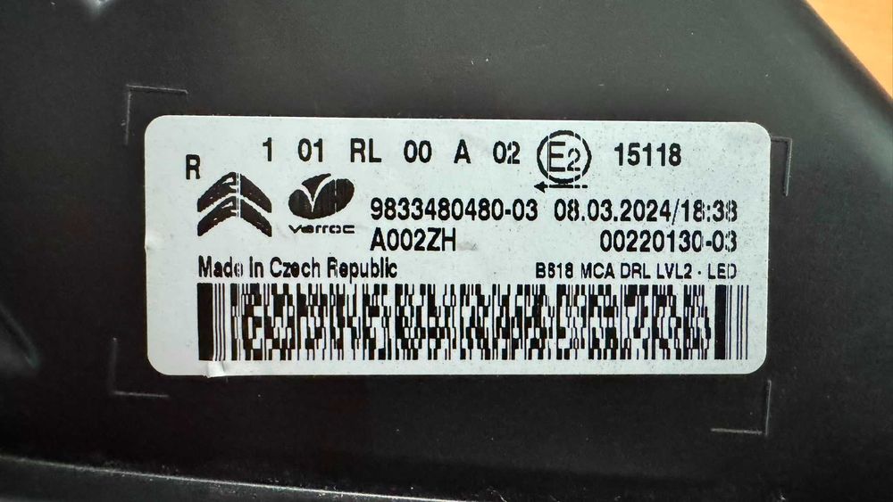 Farolim DRL (Luz Diurna) Citroën C3/C3 Aircross/Berlingo IV - Apoios reparados