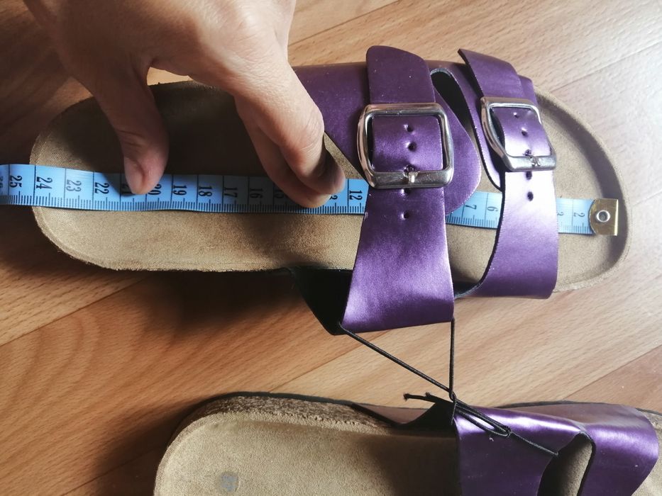 Fioletowe błyszczące klapki 37 buty damskie