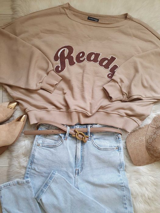 Bluza damska oversize  beż cappuccino bawełniana Hit