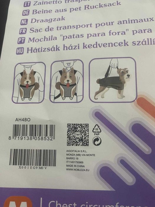 Mochila para Transporte de Animais de Estimação