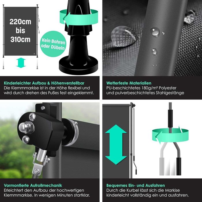 Маркиза жалюзь для вертикальної тераси, балкона Kesser 120x310см