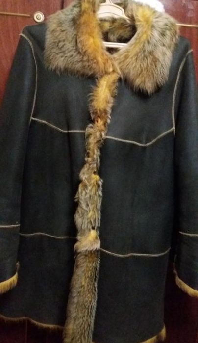 Женская дублёнка цвет хаки