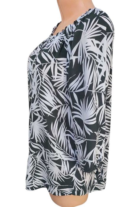 Czarna bluzka w białe liście STREET ONE , R. XL