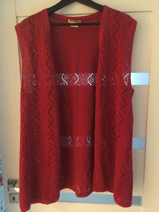 Tunika M z USA wełniana kamizelka damski czerwona