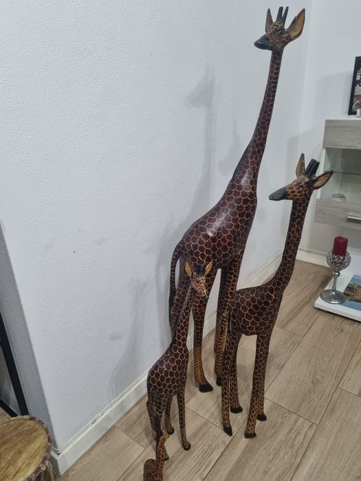 Coleção  girafas de madeira