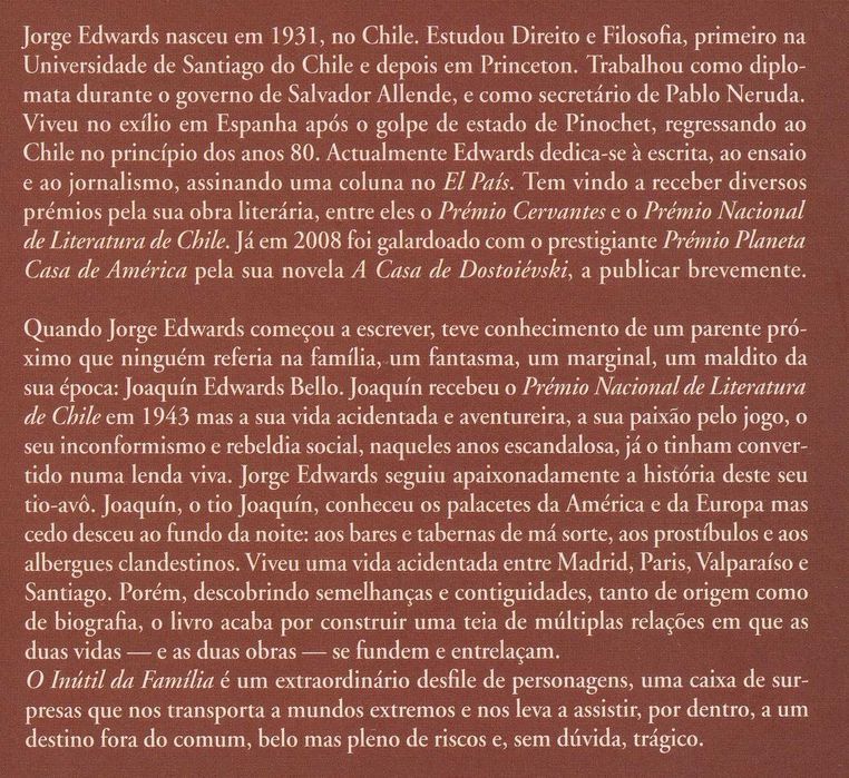 Livro O Inútil da Família de Jorge Edwards [Portes Grátis]