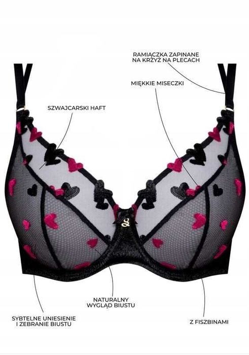 Biustonosz SAMANTA lingerie Flirt A125 turmalinowy soft goth