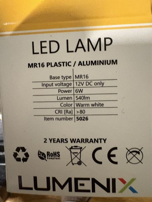 Żarowki LED halogen 12V 6W MR16 cena za 7szt