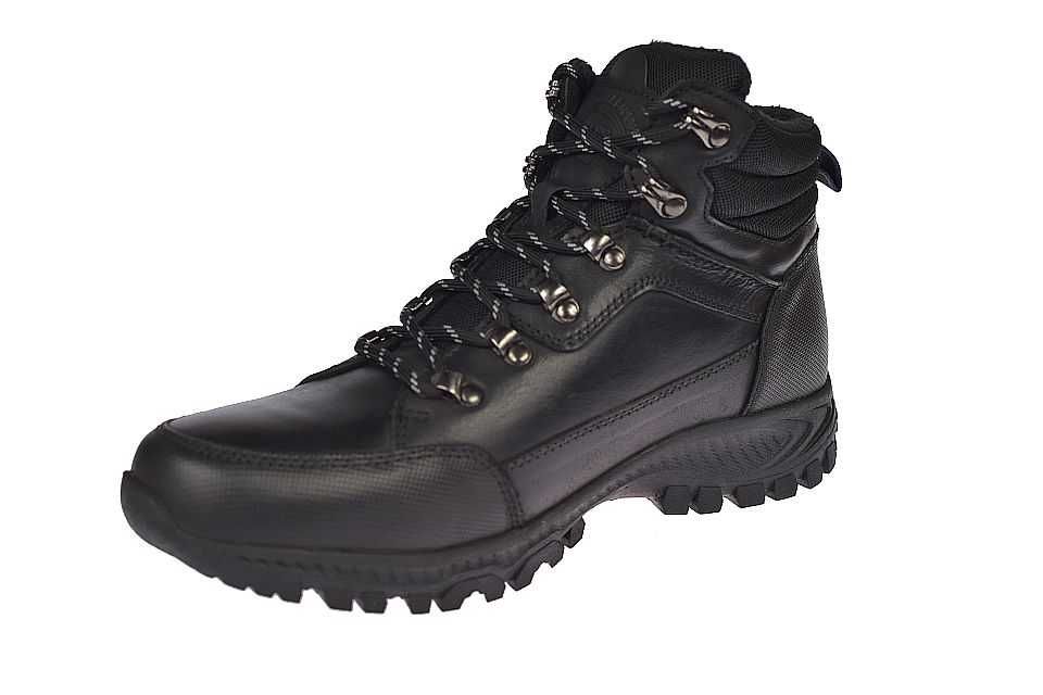 Buty męskie skórzane trekkingowe trapery CY129 czarne ocieplane roz 45