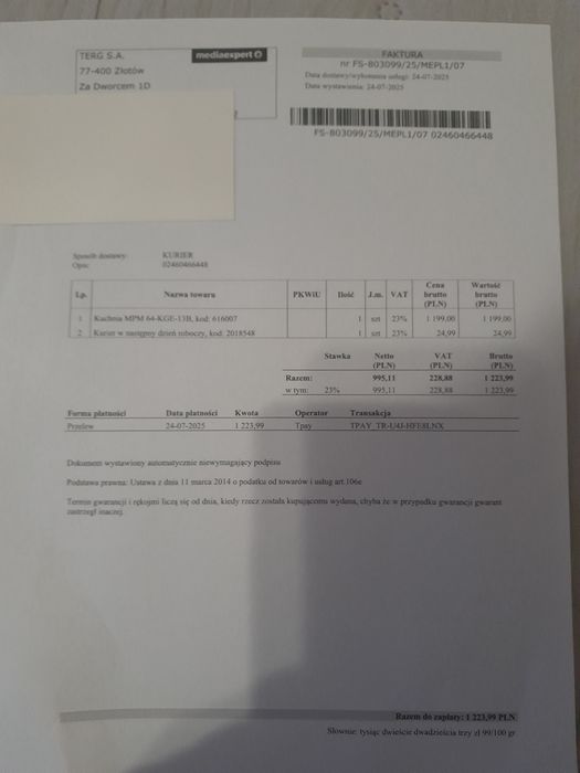 Kuchnia gazowo-elektryczna