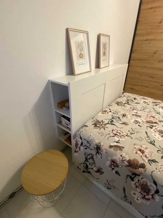 Cama c/arrumação e cabeceira - branca - Brimnes IKEA