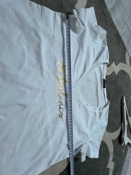 biała koszulka t-shirt złoty napis IDEAŁ S