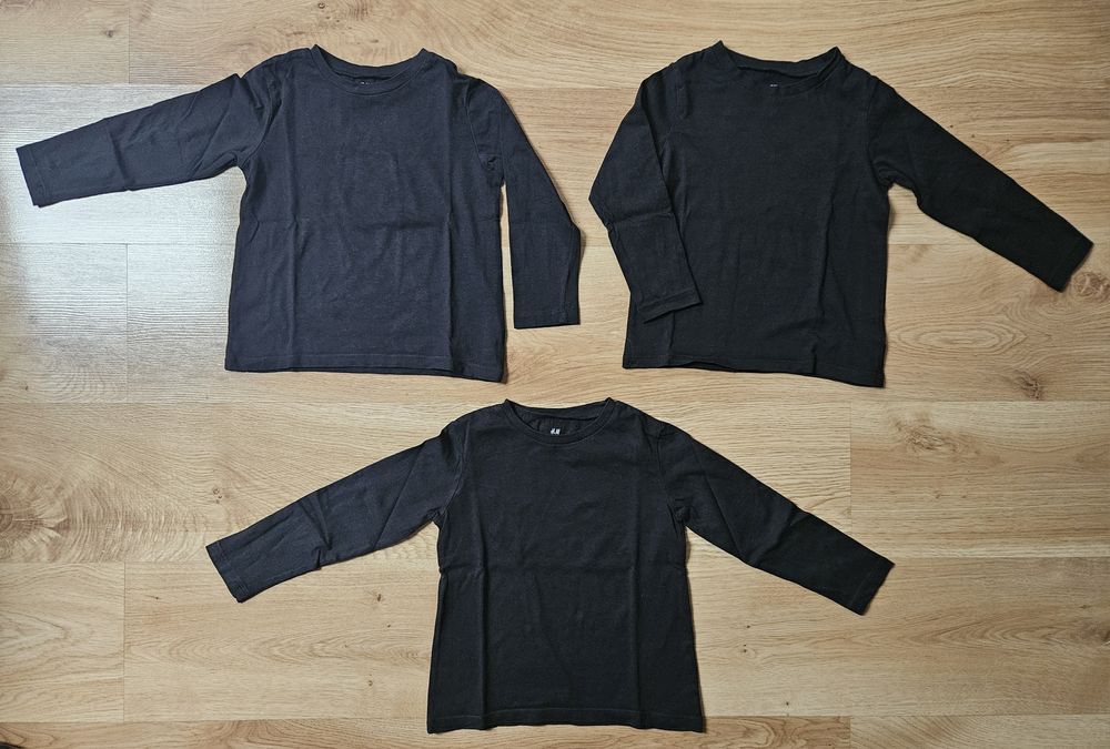 Bluzki dlugi rekaw firmy h&m r.98/104 czarne umisex