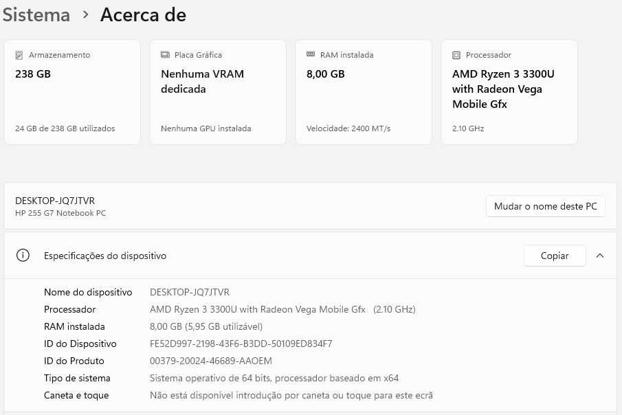 Portátil HP 255 G7 15.6" (Ryzen 3 / 8GB RAM / 256GB NVMe / Win 11 + Office) + Mala
