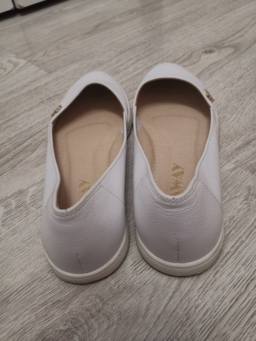 Baleriny saway SKÓRA LANA BIAŁE 36