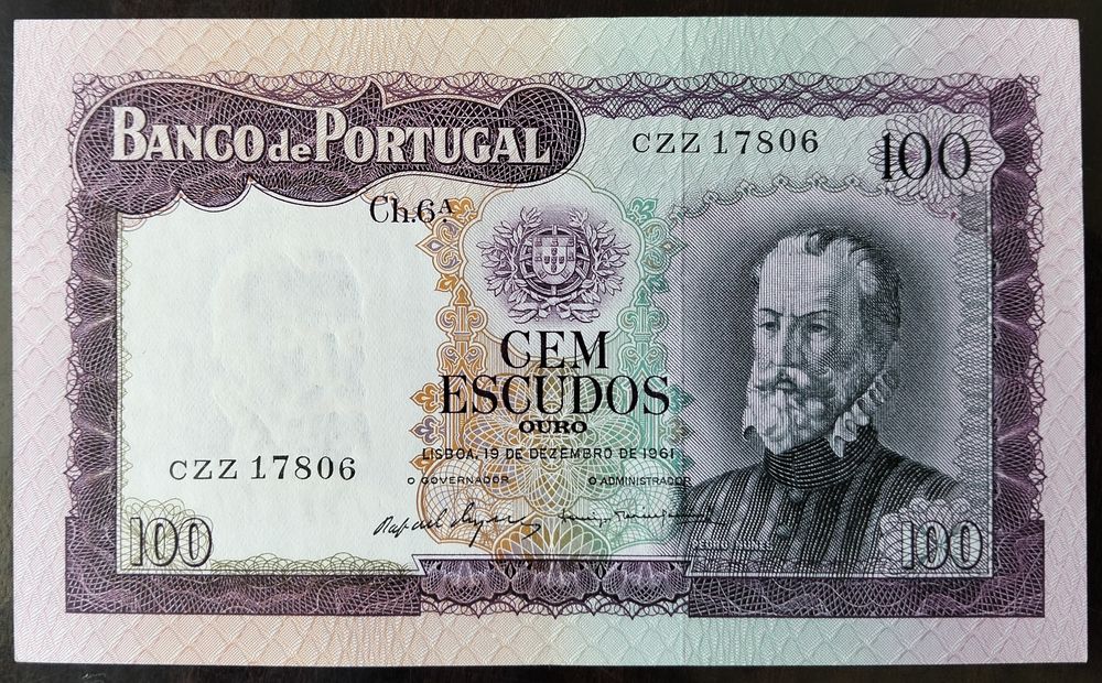 Lote 3:Notas 100$ 1961 Pedro Nunes Estado Novas