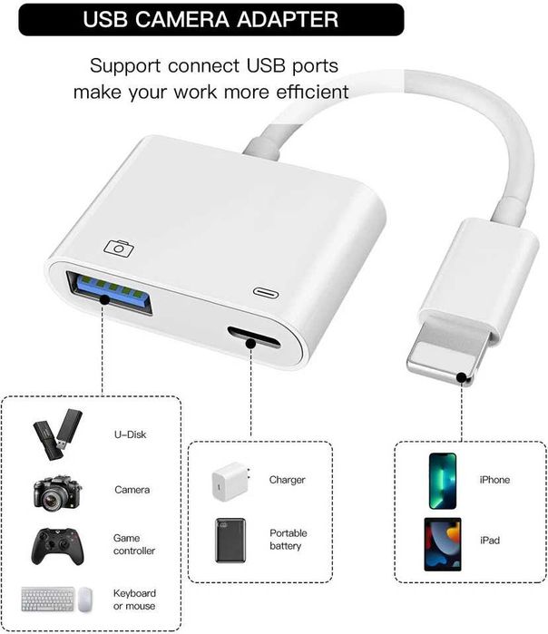 Швидкий OTG адаптер для камери/iPhone/iPad тощо iOS 8 Pin to USB 3.0