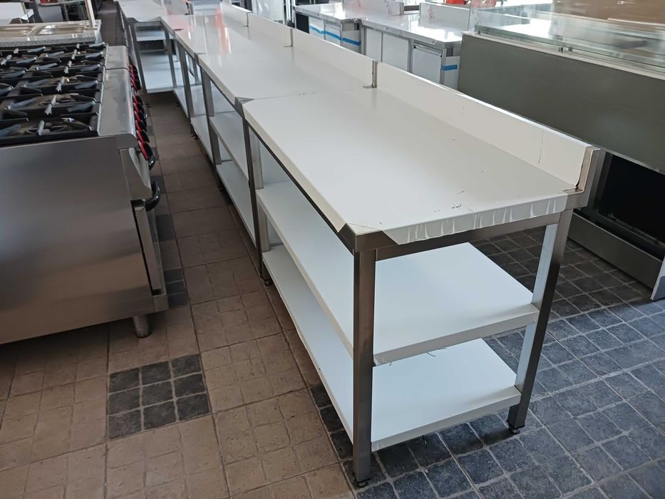 ACM1640 - Bancada Mural Inox de 1,5m com 2 Prateleiras - NOVA