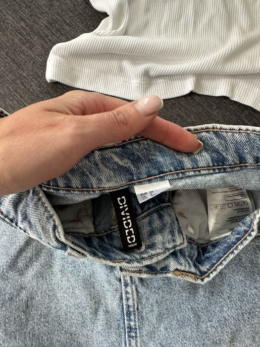 Біла  бавовняна спідниця з воланами рюшами -джинсова спідниця H&M