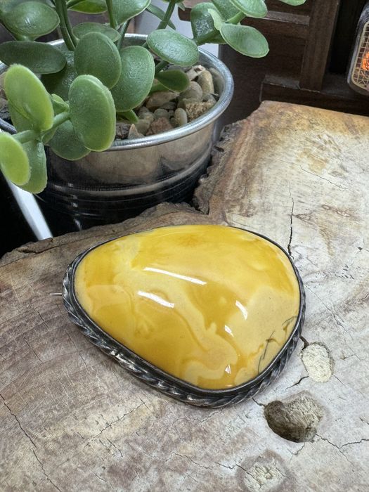 Stara piękna duża broszka naturalny bursztyn srebro 22.2g
