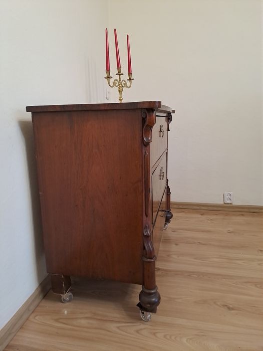 Komoda Mahoniowa Louis Philippe XIX w. na Kółkach