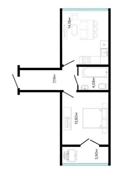 Продається готова 1 к.квартира під ремонт!