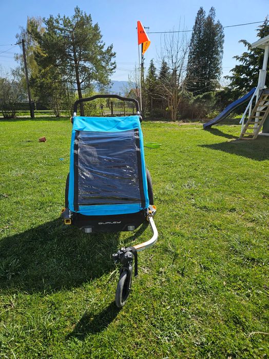 Burley D’Lite X Double + Stroller Kit + 2 uchwyty rowerowe | stan idealny