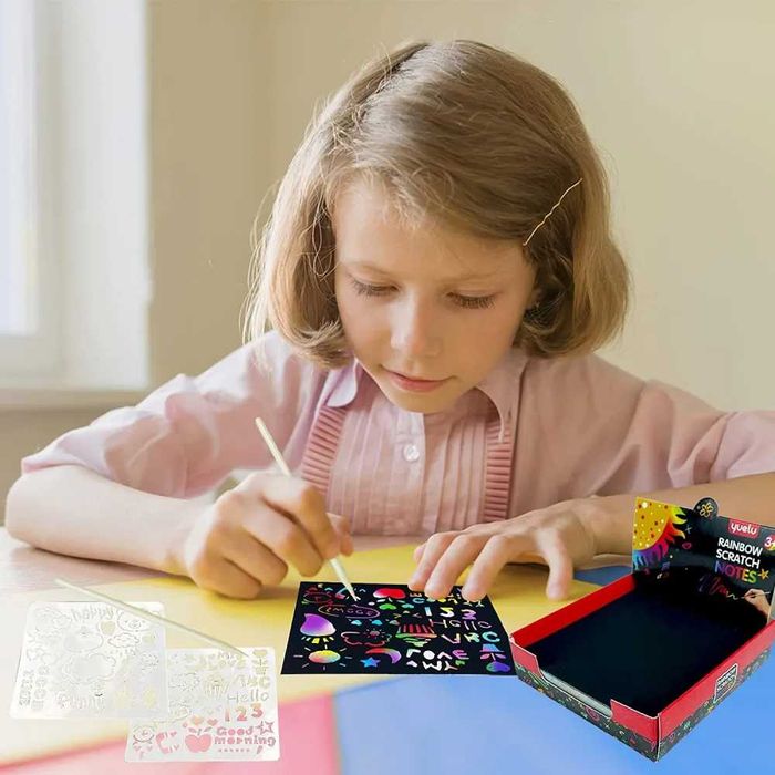 НОВЫЕ Детские раскраски Rainbow Reveal для рисования царапинами 100 шт