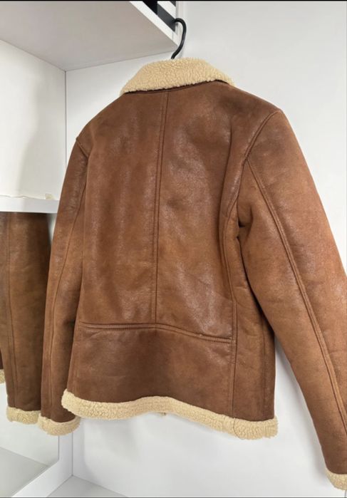 Meska kurtka pilotka z kożuszkiem rozmiar S Zara cognac brown