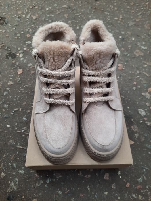 Зимові черевики хайтопи Тедді натуральний замш