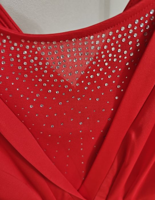 Sukienka czerwona świąteczna mini z kryształkami Bonprix