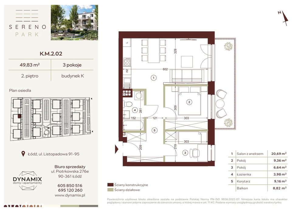 3-pokojowe mieszkanie 49m2 + balkon