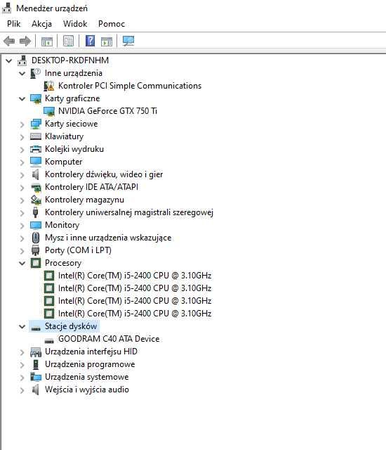 Komputer pc stacjonarny zamienie