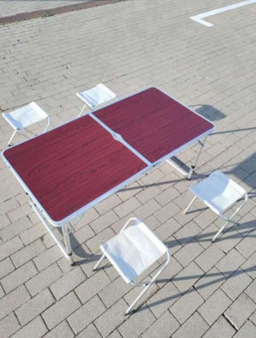 Столик з пазом для парасольки 4 стільці у валізі розкладний