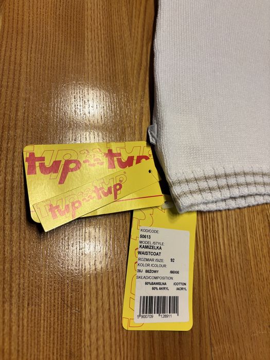 Kamizelka chłopięca dzianinowa 92 cm Tup Tup biała nowa w serek