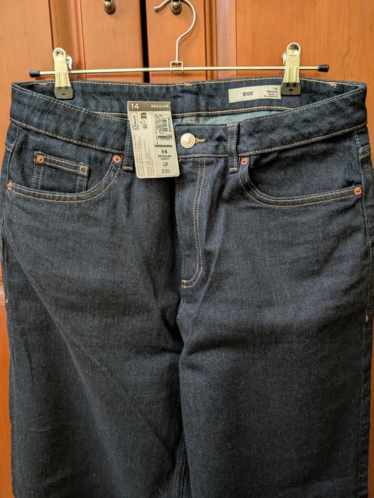 Джинси жіночі темно-сині M&S 14 regular cotton 99%