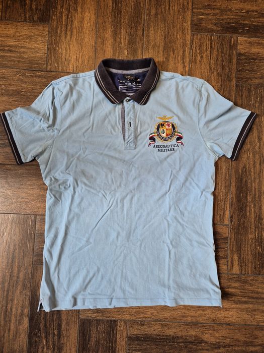 Koszulka Aeronautica Militare męska niebieska XXL polo polówka t-shirt